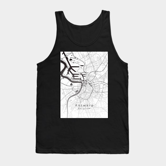 Antwerp Belgium City Map Tank Top by Robin-Niemczyk